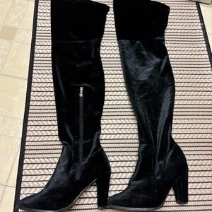 Catherine Malandrino Black Velvet Over-the-Knee Boots | Block Heel | Size 6.5